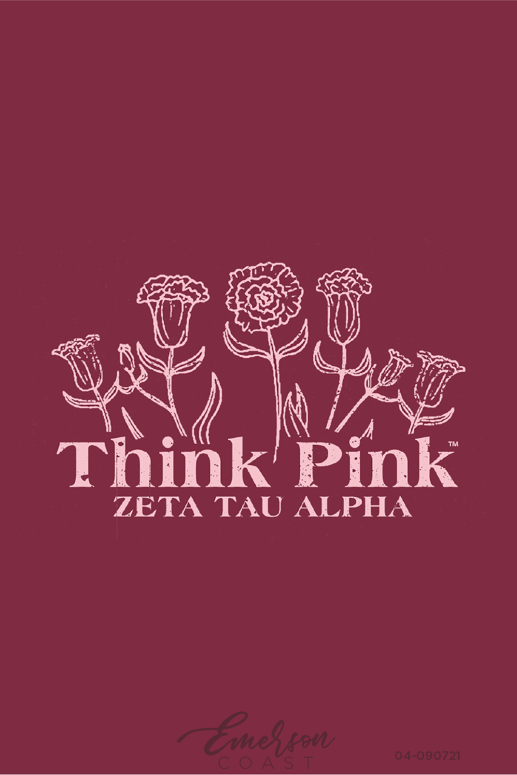 Zeta Tau Alpha Maroon Think Pink Tee