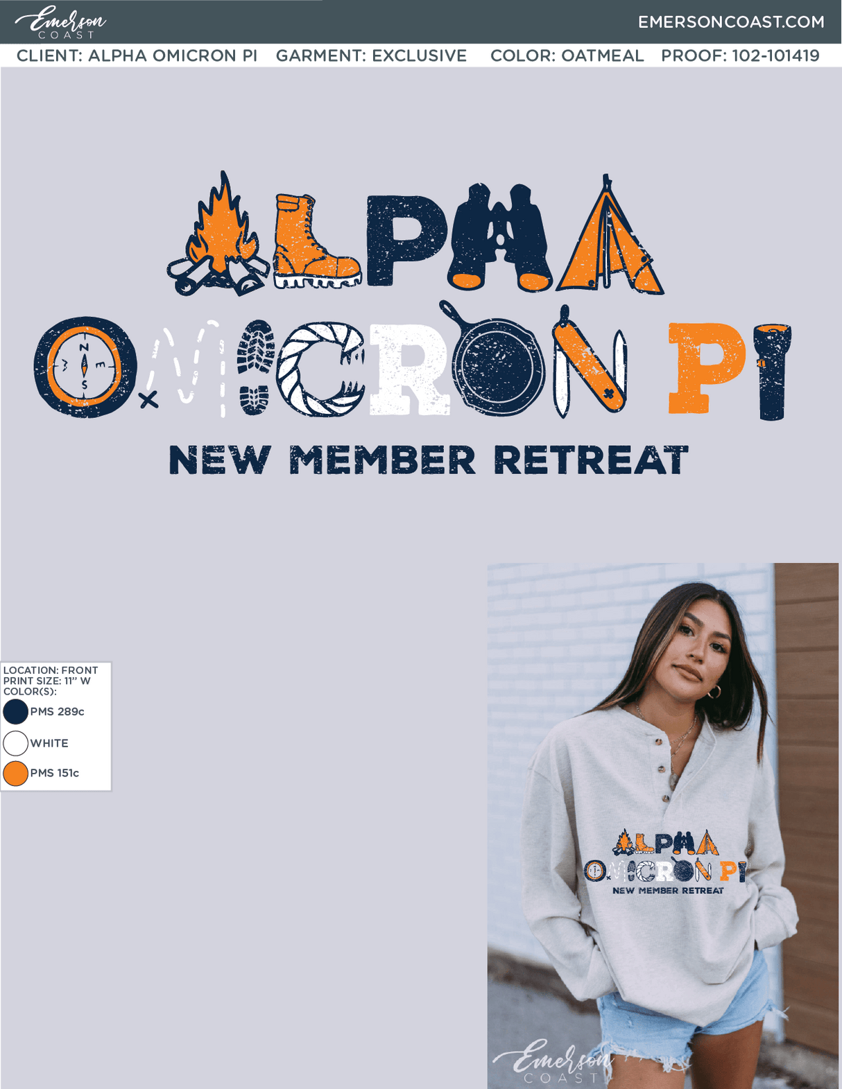 01-060421 Alpha Omicron Pi The University of Tennessee - Martin Oatmeal Henley 2021-01