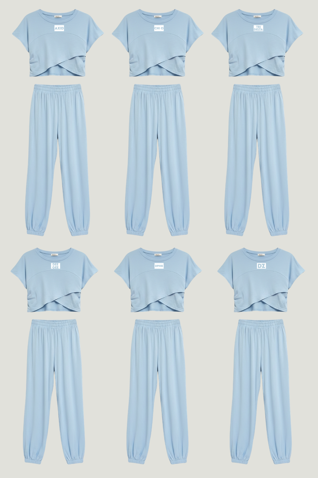 Blue Sorority Crossover Short Sleeve Top & Jogger Set