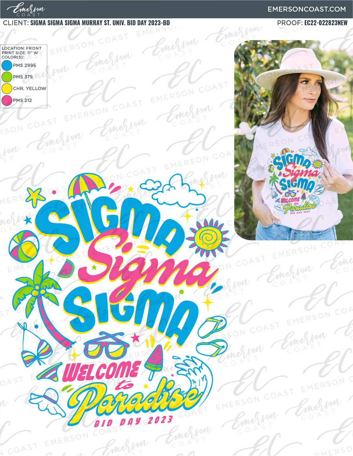 Tri Sigma Welcome to Paradise Bid Day Tee