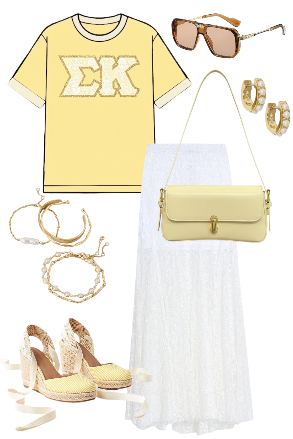 Sigma Kappa Yellow Lace and Sparkly Greek Letter Jersey
