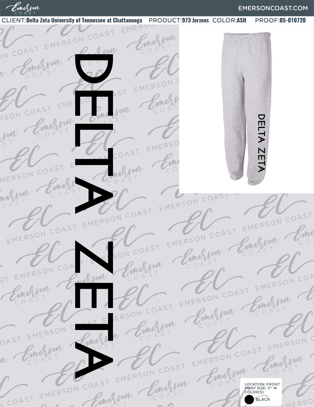 05-010720 Delta Zeta University of Tennessee at Chattanooga Sweatpants 2021-01