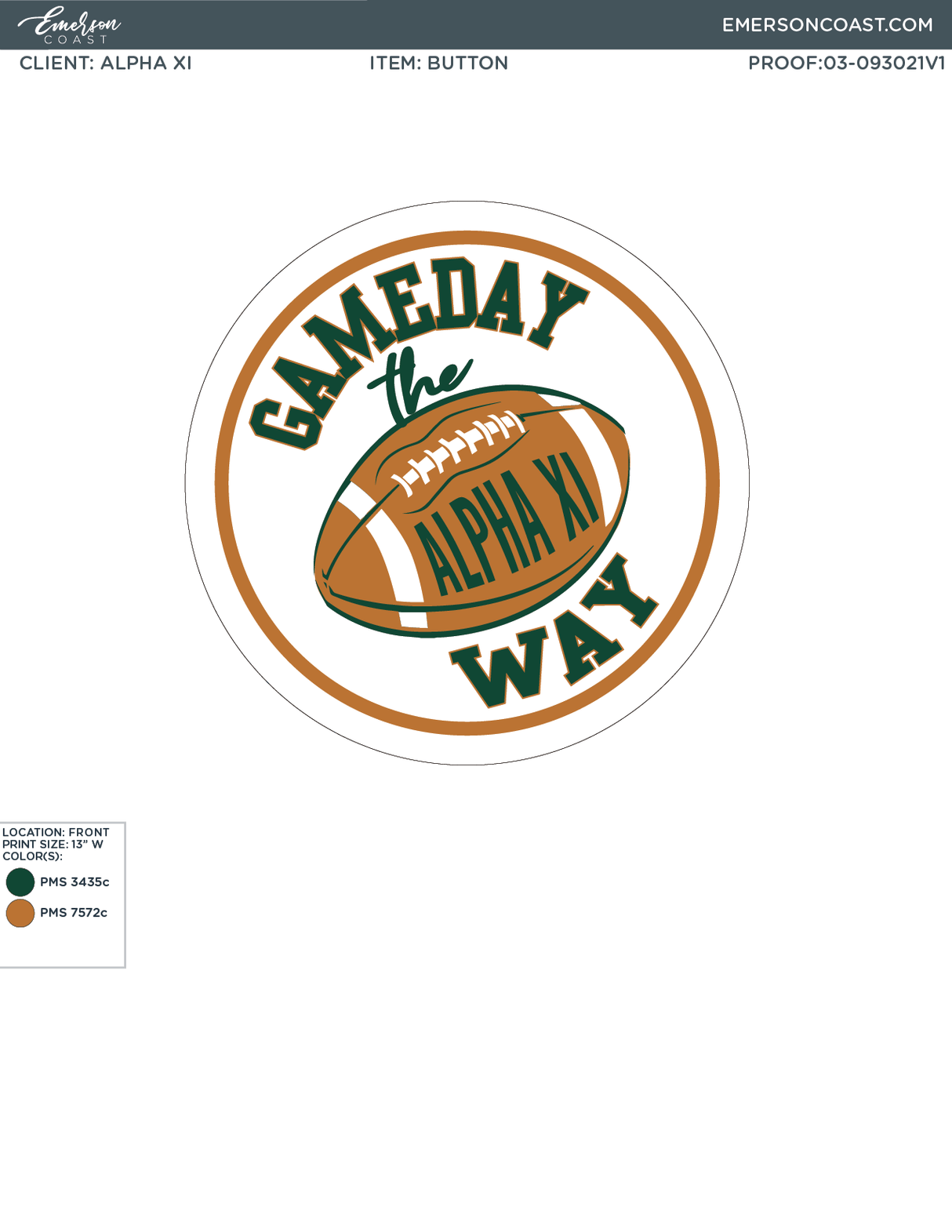 03-093021 Alpha Xi Delta University of Alabama Birmingham Gameday Button 2021-01