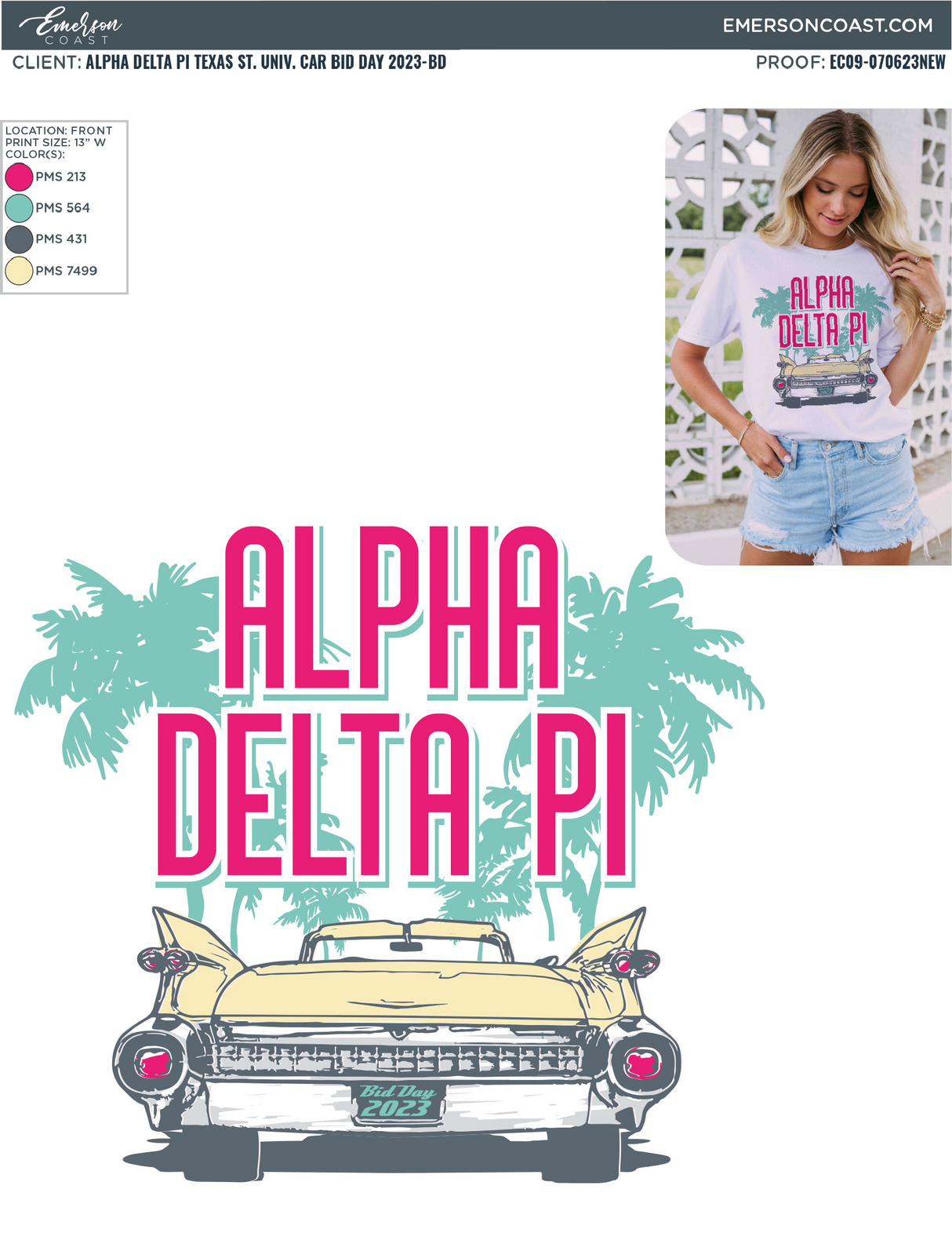 Alpha Delta Pi in Paradise Bid Day Tee