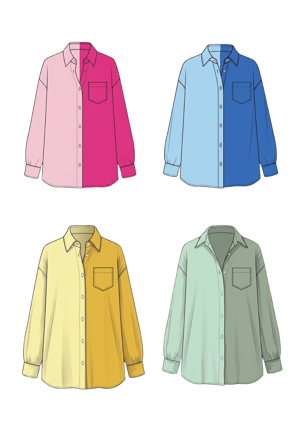 Sorority Color Block Button Down
