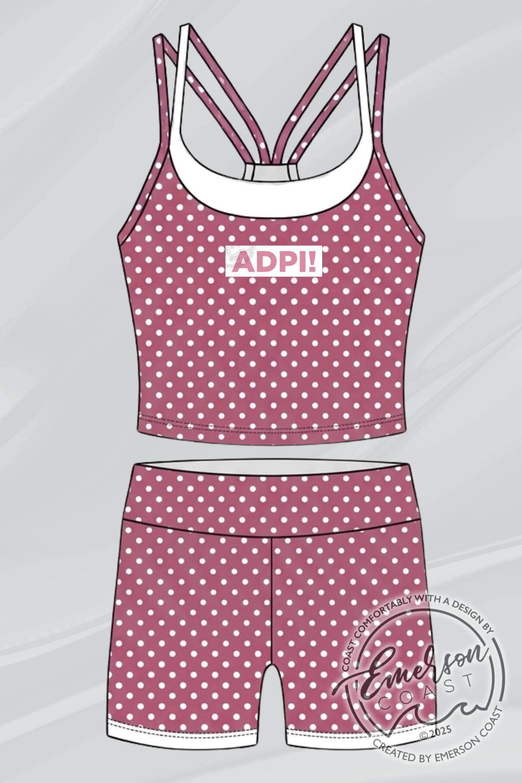 Sorority Mauve Polka Dot Athletic Tank Set