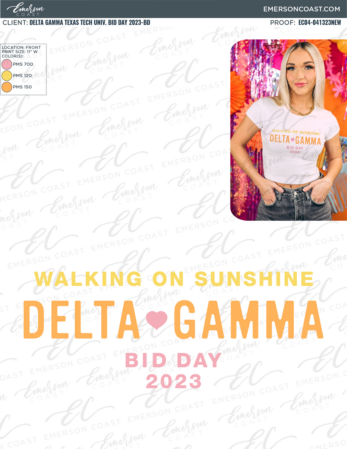 Delta Gamma Walking On Sunshine Bid Day Tee