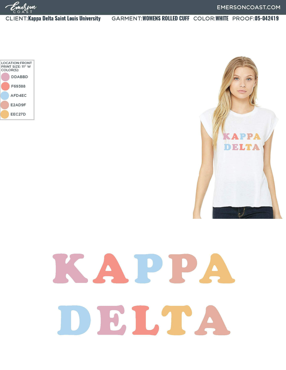 05-042419 Kappa Delta Saint Louis University Rolled Cuff 2019