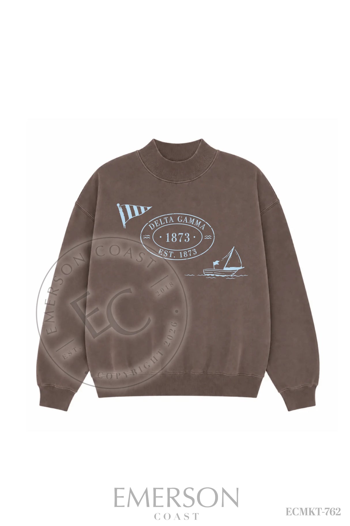 Delta Gamma Chocolate Sailboat Mockneck