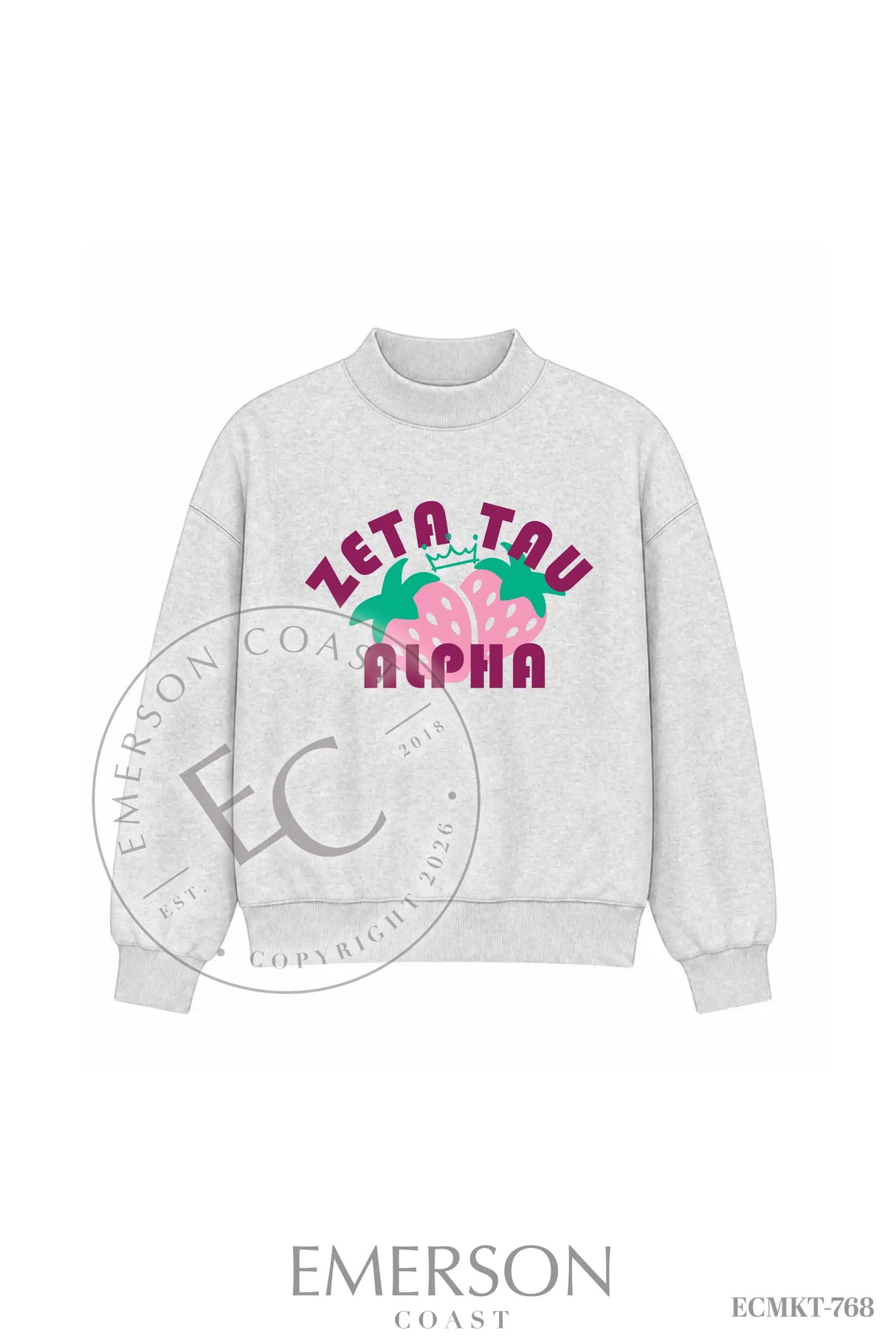 Zeta Tau Alpha Strawberry Mockneck