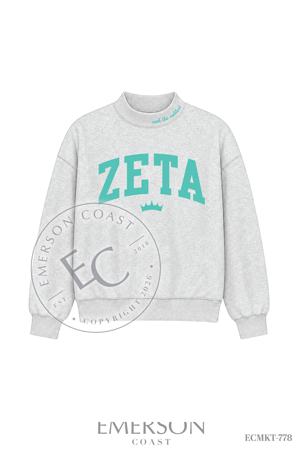 Zeta Tau Alpha Gray Reversible Mockneck