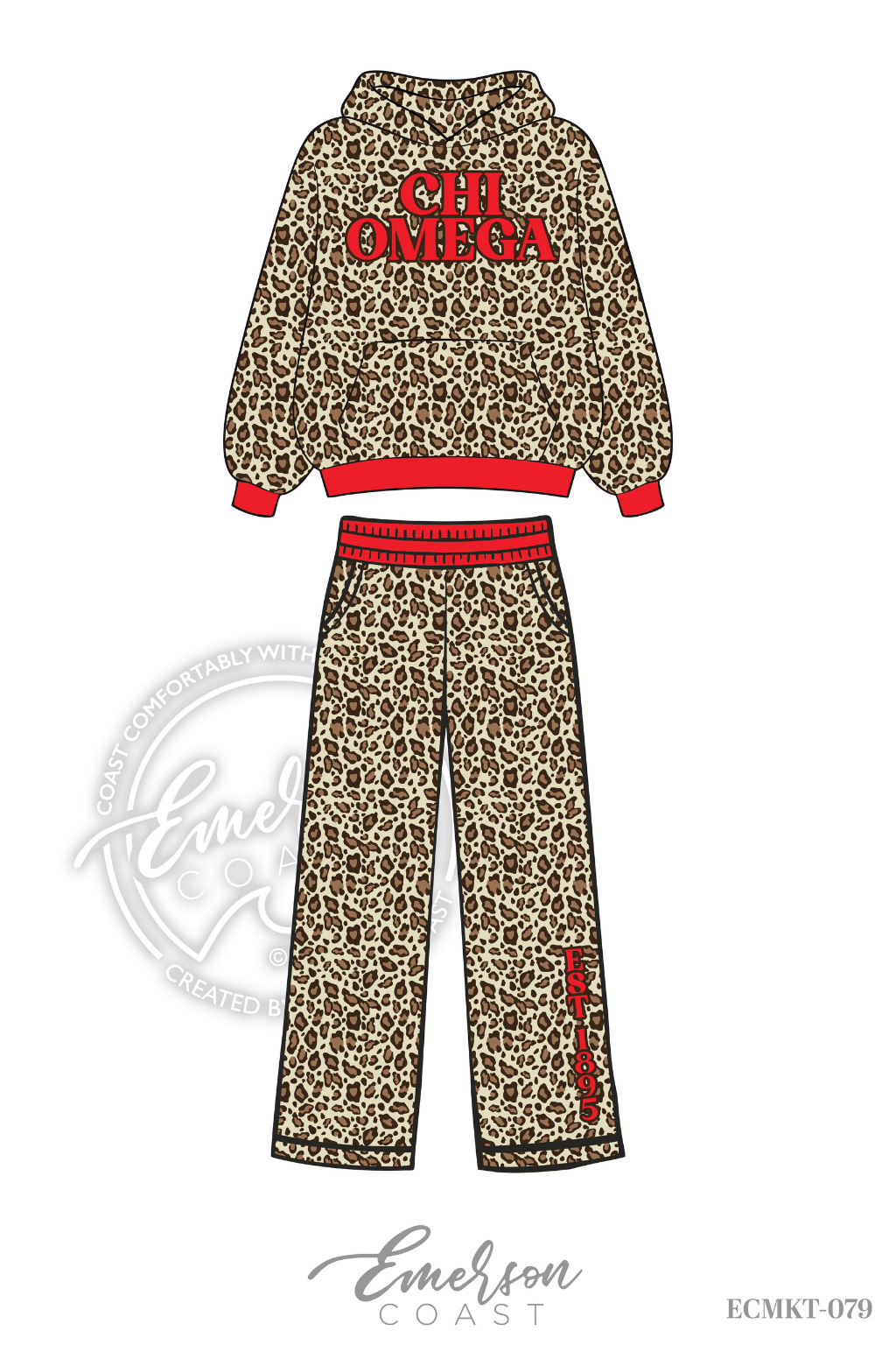 Chi Omega Cheetah Print Hoodie/Pants Set