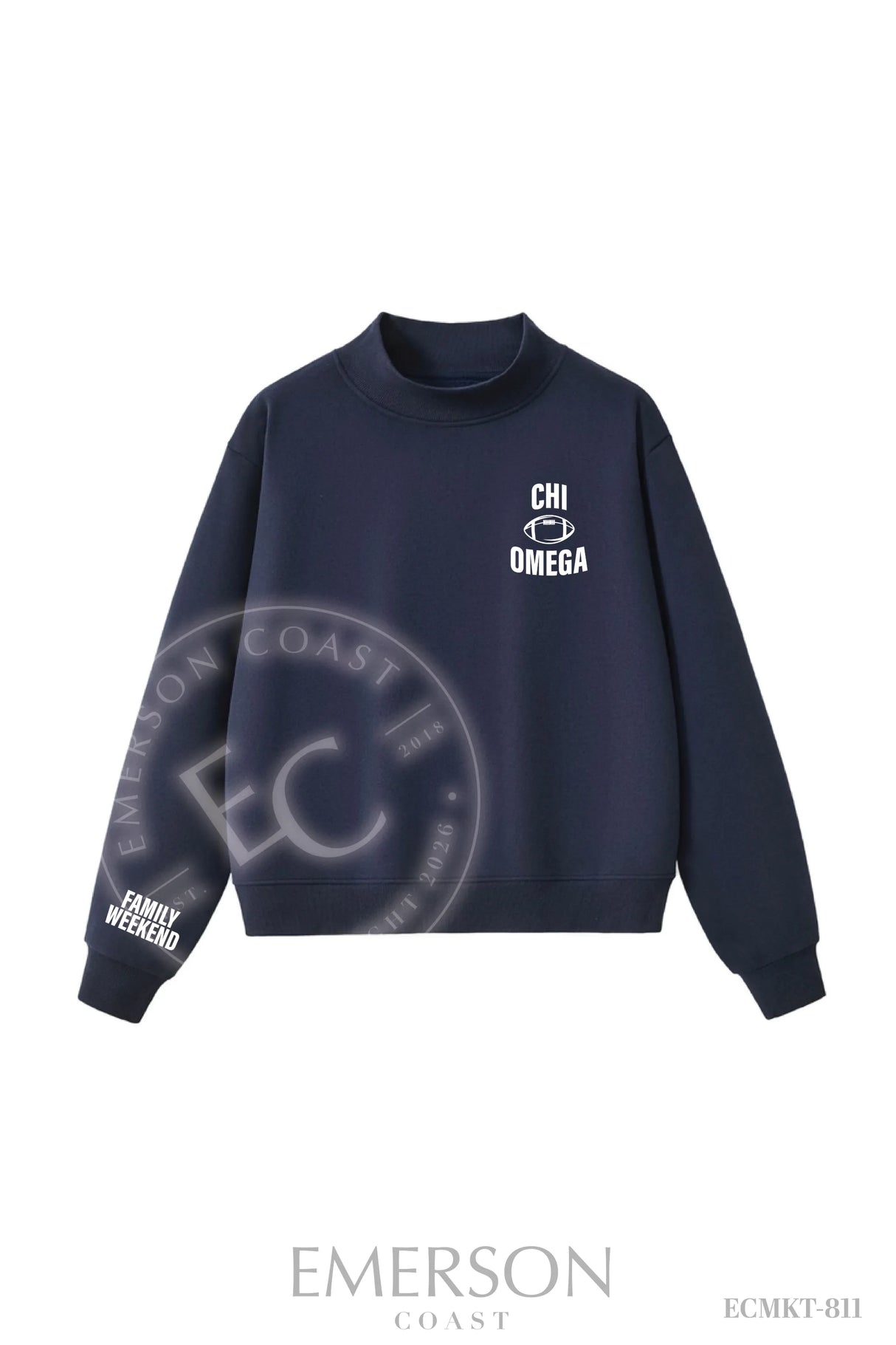 Chi Omega Navy Family Weekend Mockneck
