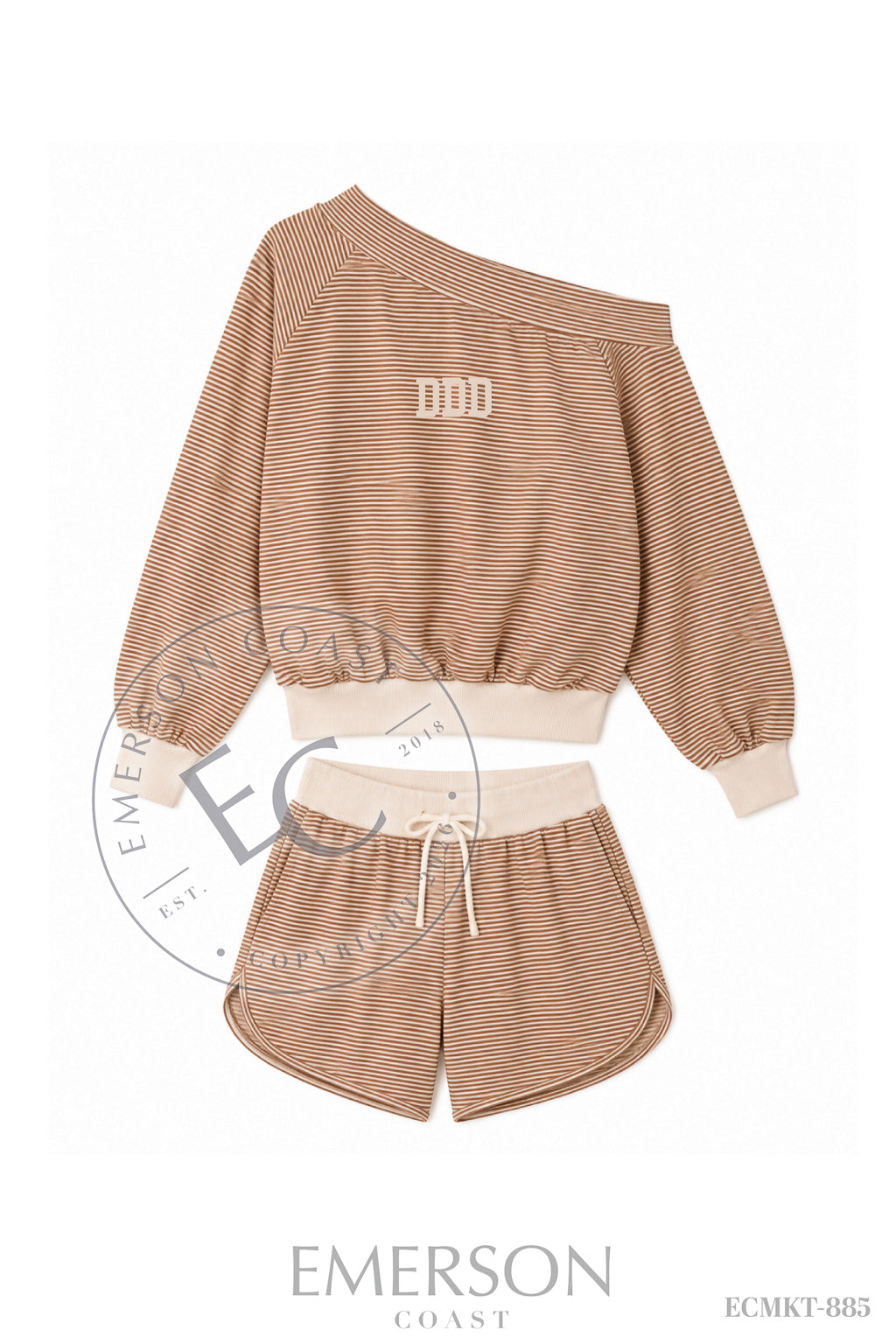 Tri Delta Letter Brown Off The Shoulder Set