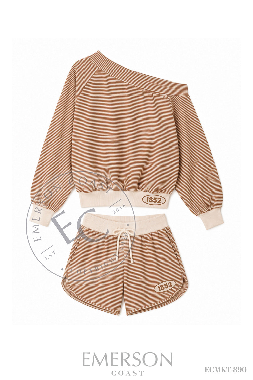 Phi Mu Year Hem Patch Brown Off The Shoulder Set