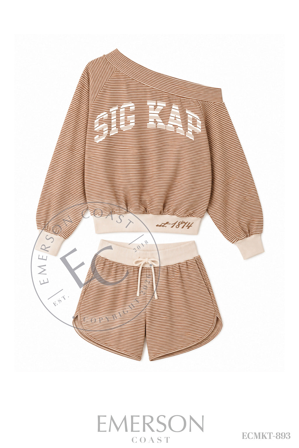 Sigma Kappa Varsity And Year Hem Brown Off The Shoulder Set