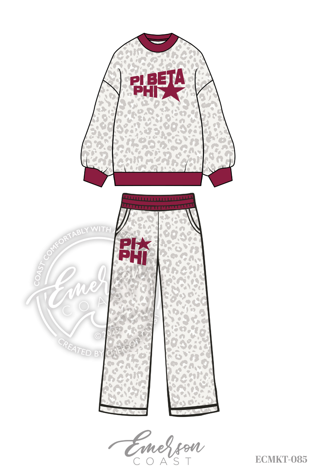Pi Beta Phi Leopard Print Mock/Pants Set