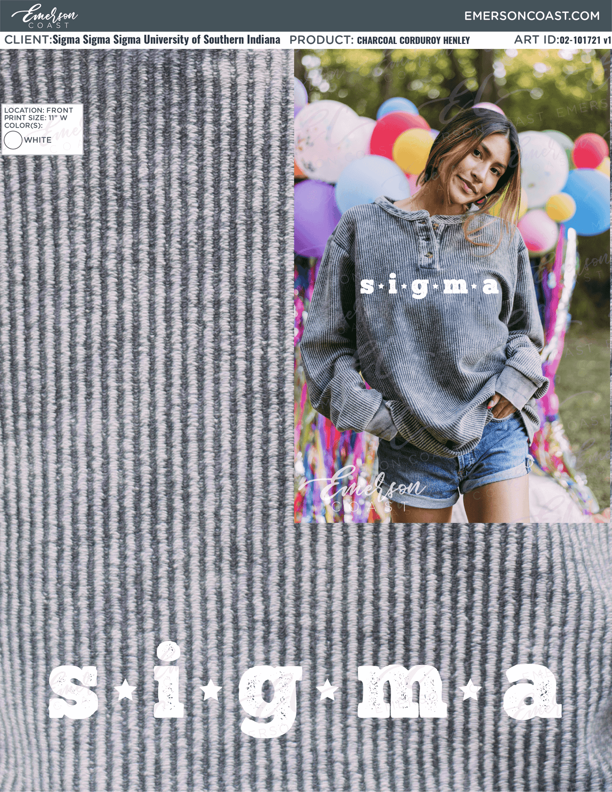02-101721 Sigma Sigma Sigma University of Southern Indiana Henley Cord 2021-01