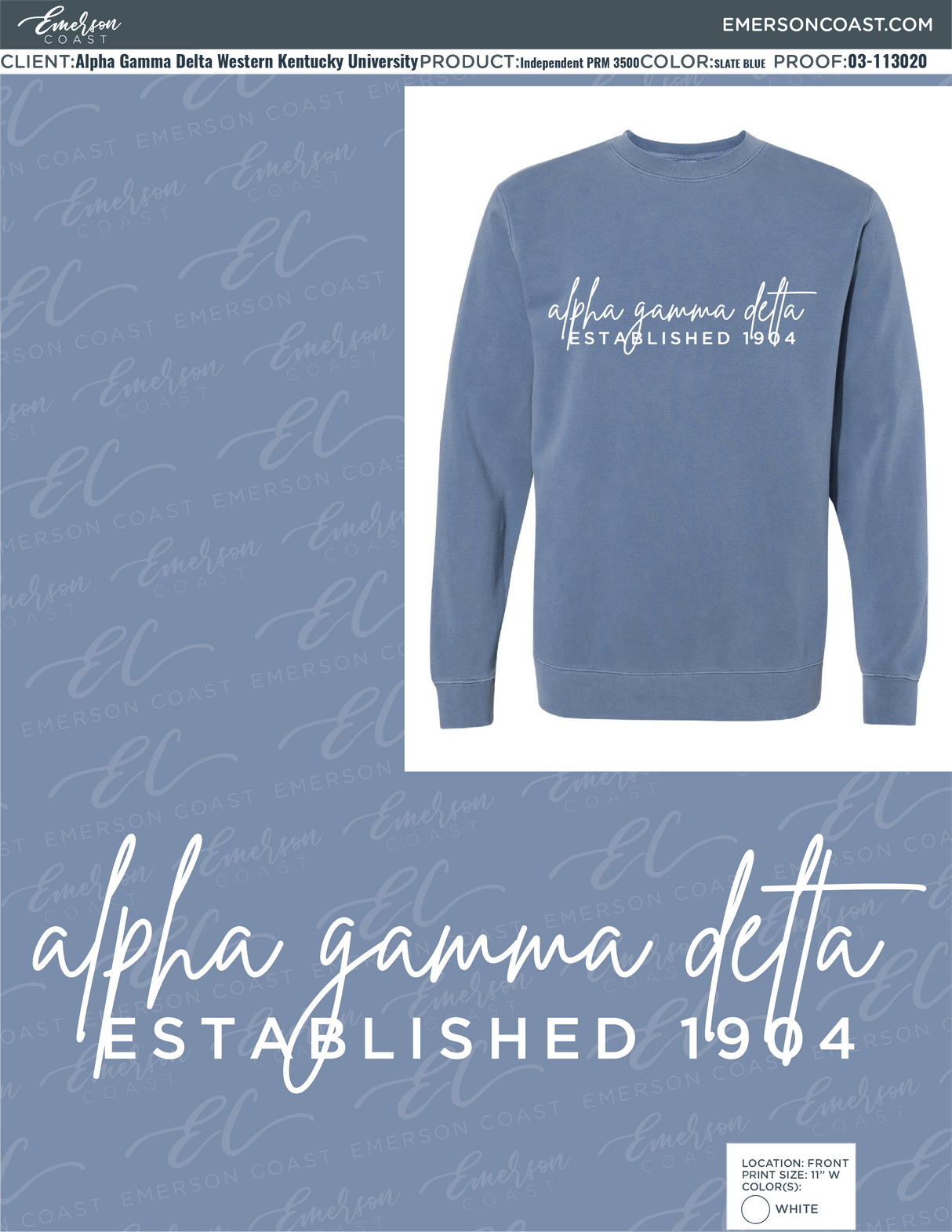 03-113020 Alpha Gamma Delta Western Kentucky University Sweatshirt 2020-01