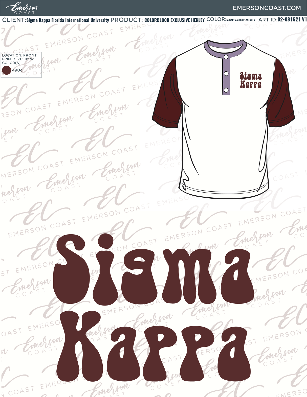 02-081621 Sigma Kappa Florida International University Colorblock Henley 2021-01