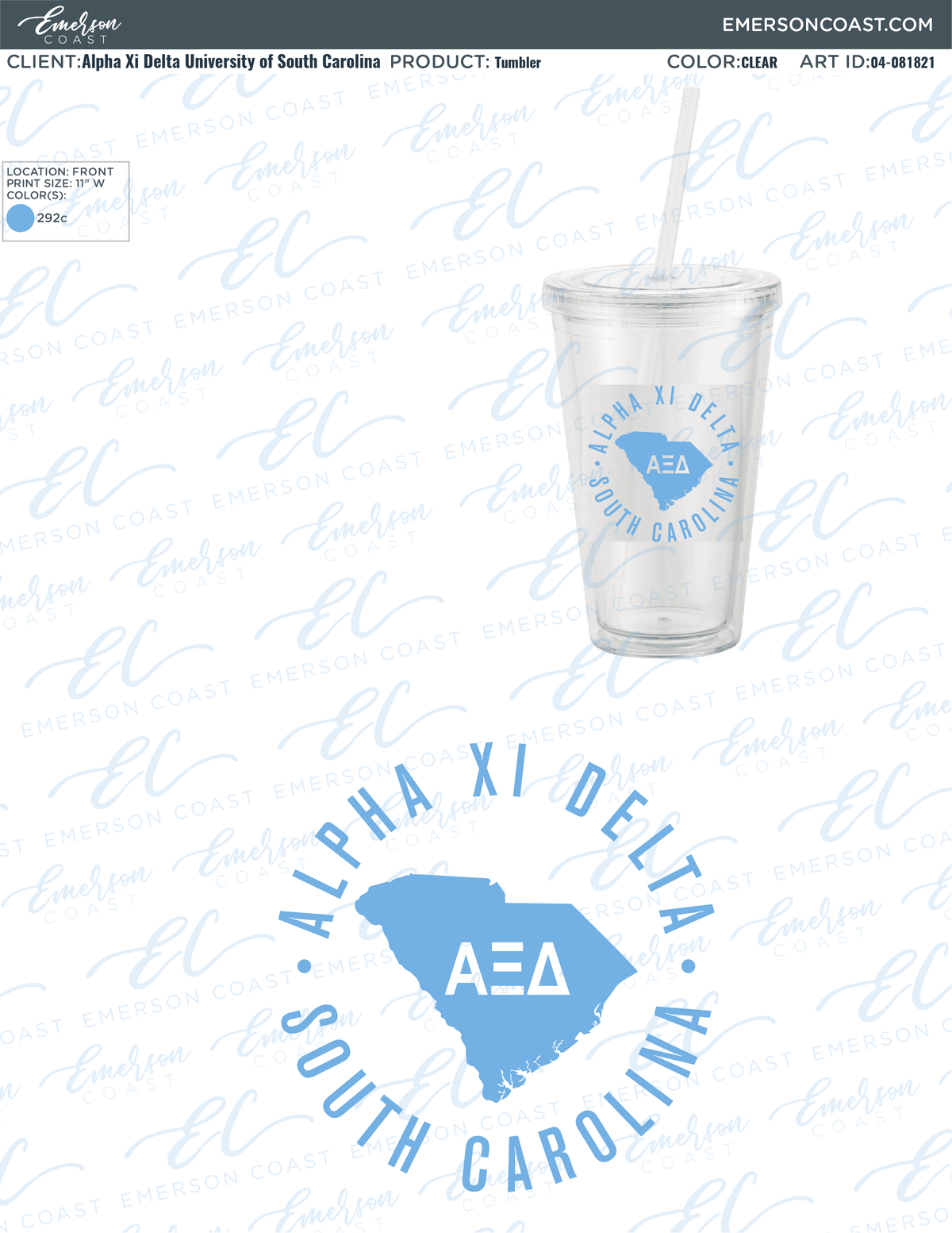 04-081821 Alpha Xi Delta University of South Carolina Tumbler 2021-01