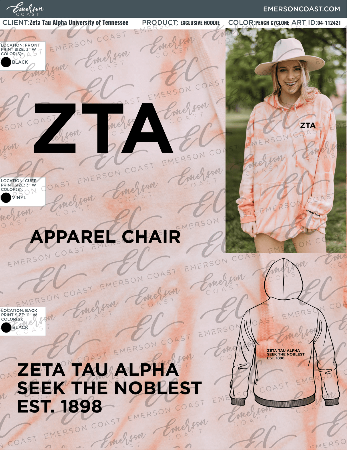 04-112421 Zeta Tau Alpha University of Tennessee Peach Hoodie 2021-01