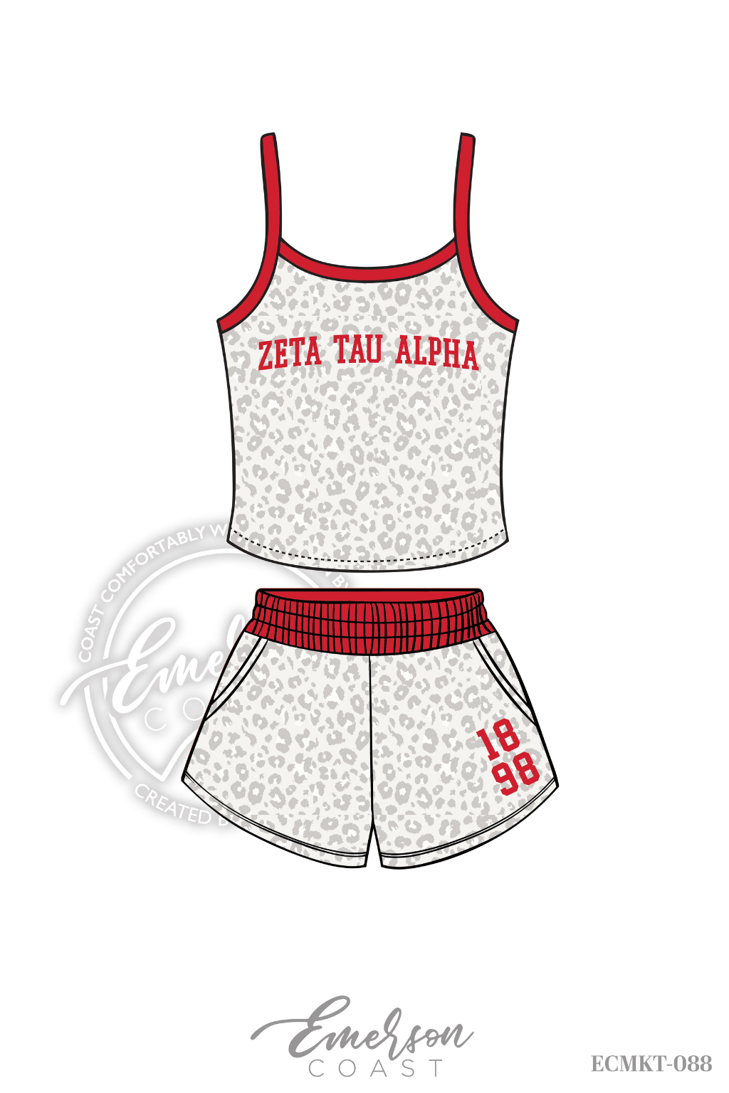Zeta Tau Alpha Leopard Print Tank/Shorts Set