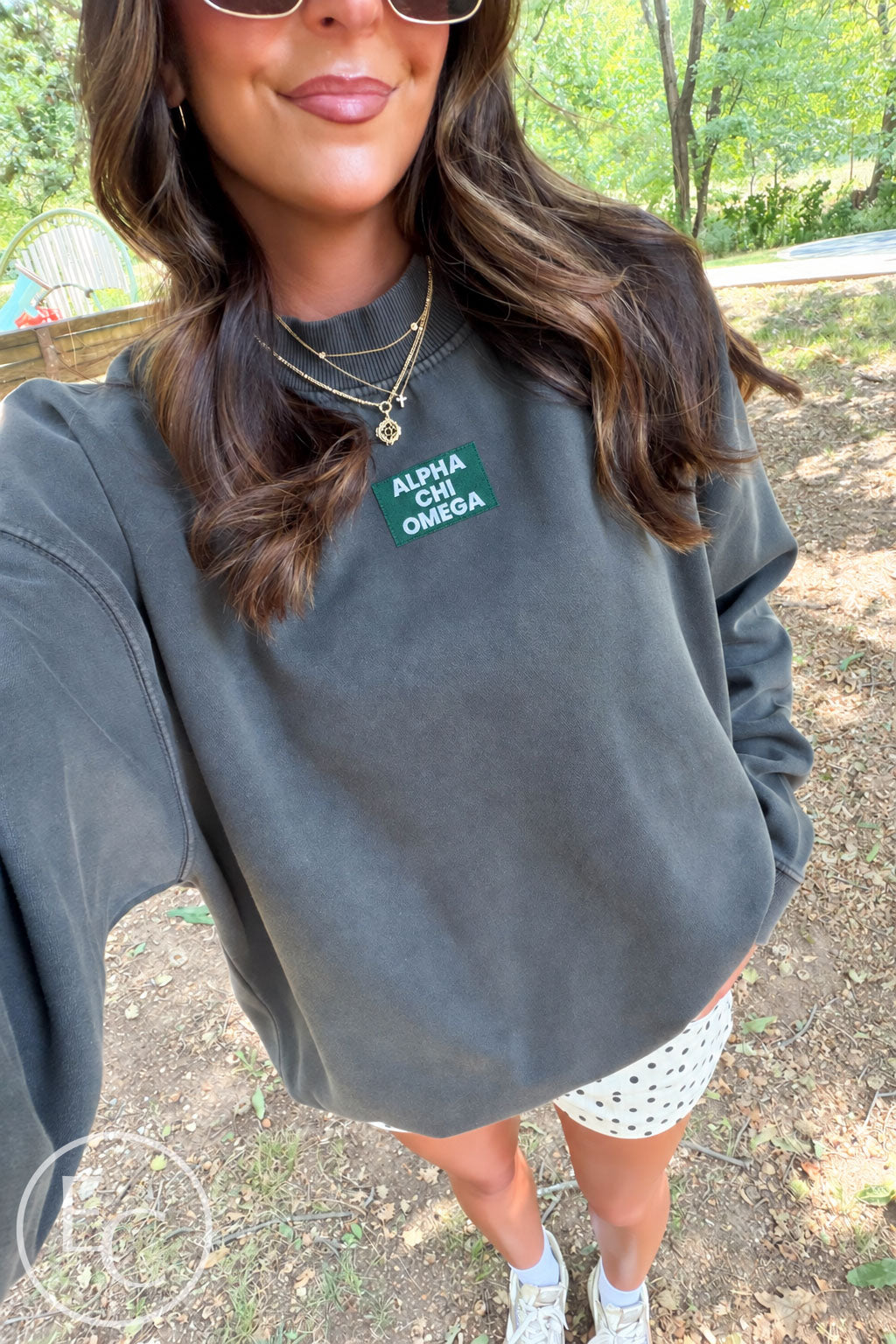 Alpha Chi Omega Patch Smoke Mockneck