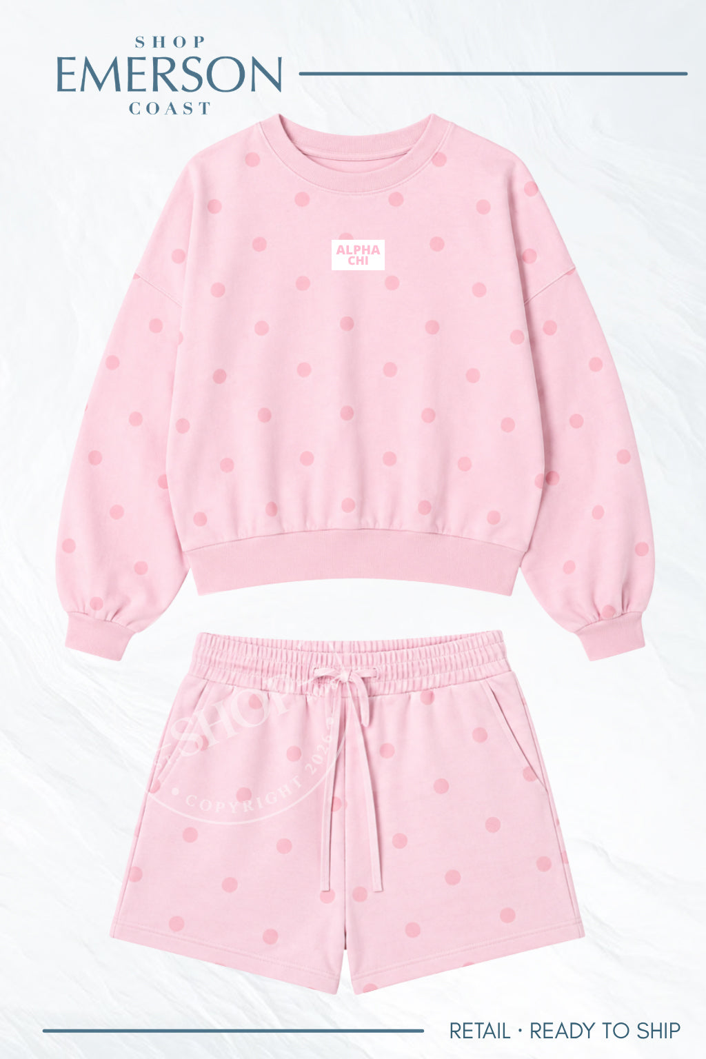 Alpha Chi Pink Polka Dot Patch Set
