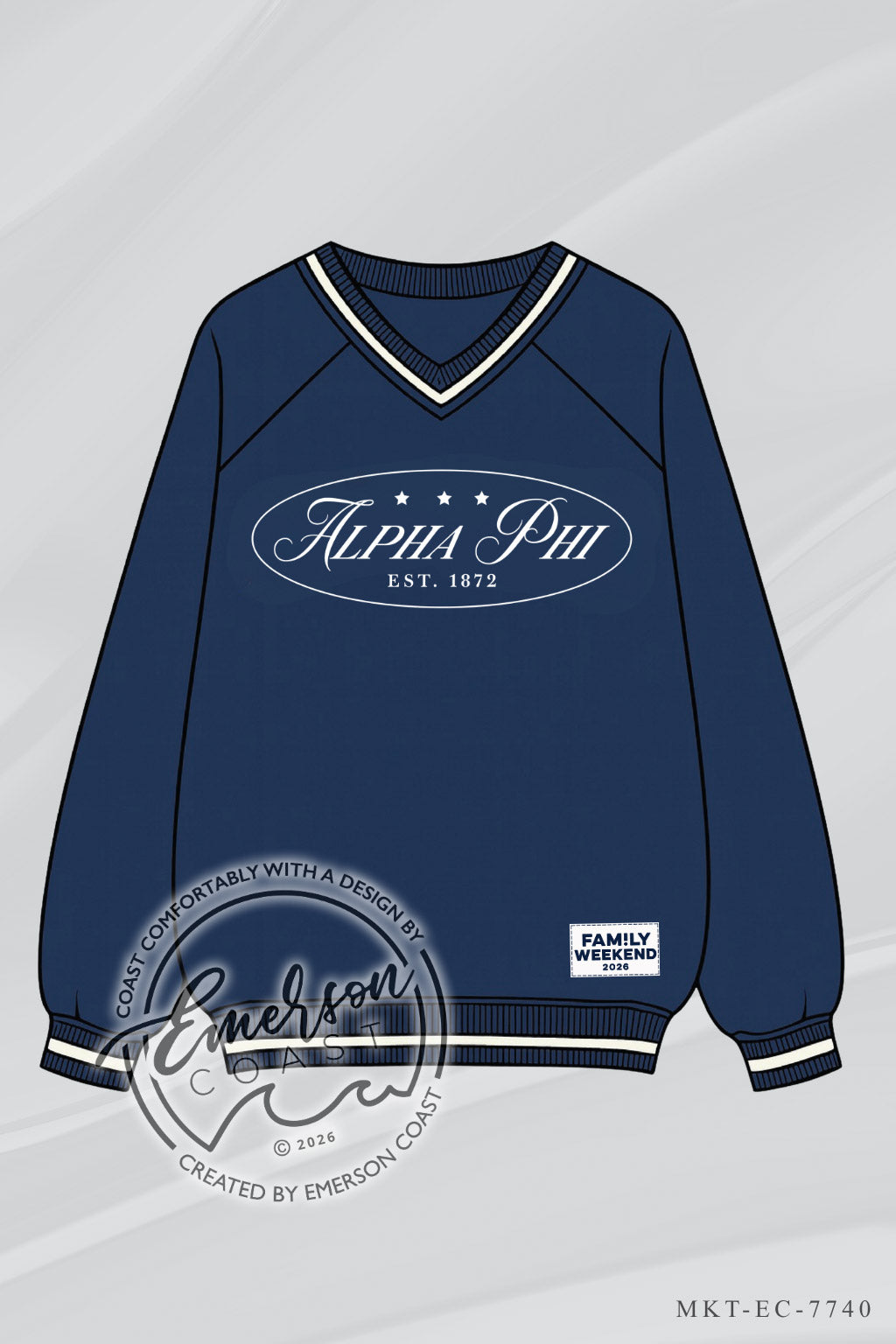 Alpha Phi Family Weekend Navy Letterman Pullover