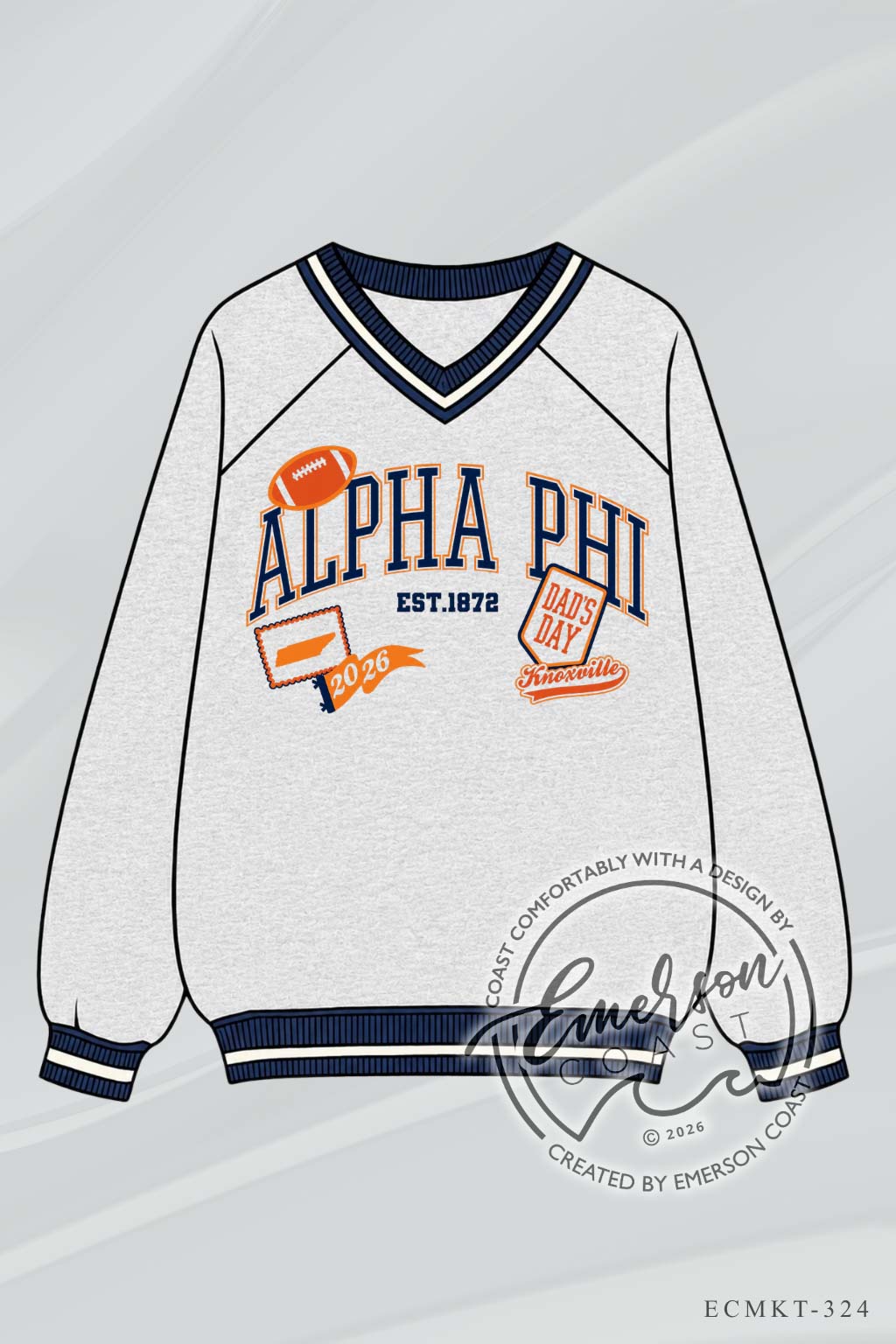 Alpha Phi Tennessee Dads Day Letterman V-Neck Pullover