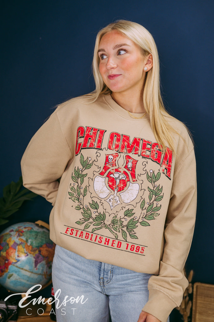Chi Omega Crest Crewneck