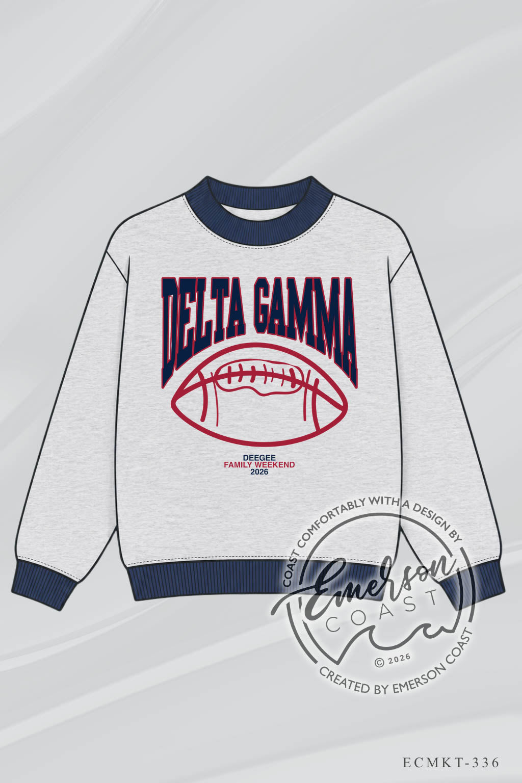 Delta Gamma Family Weekend Navy And Grey Colorblock Mock Neck
