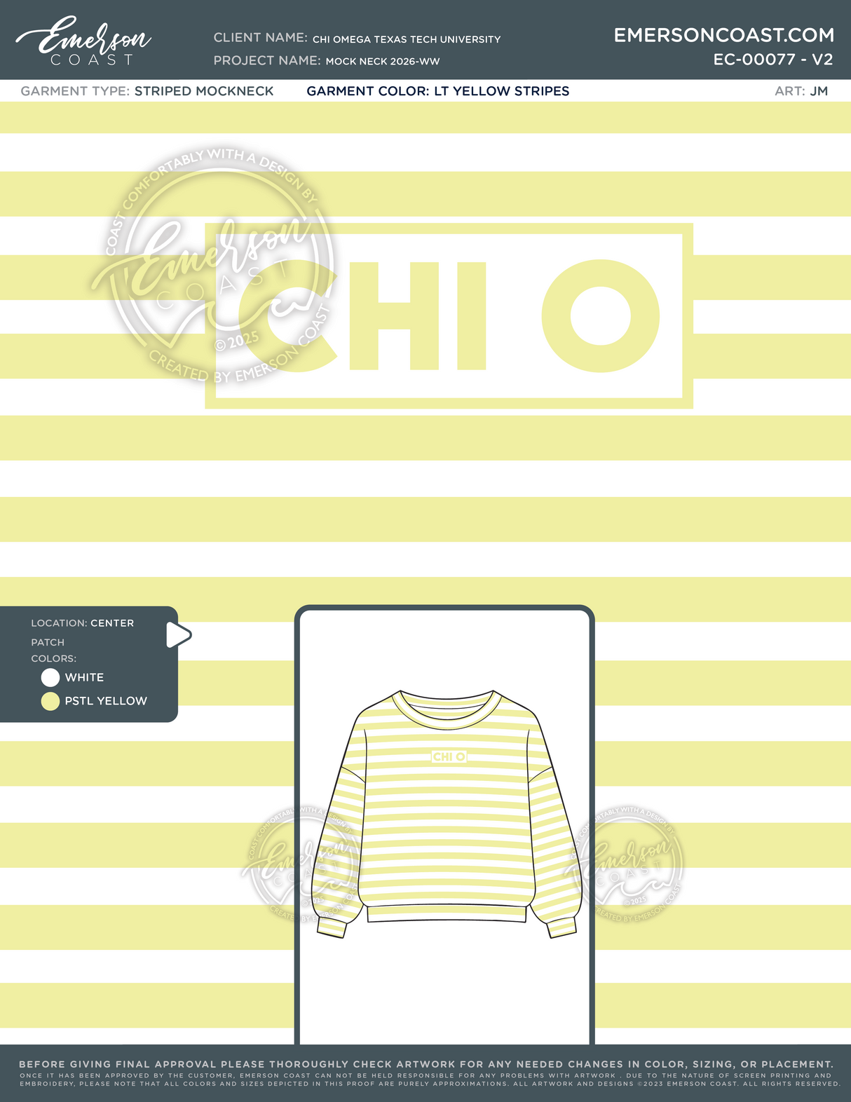 EC-00077 Chi Omega Texas Tech University Mock Neck 2026-WW - light yellow