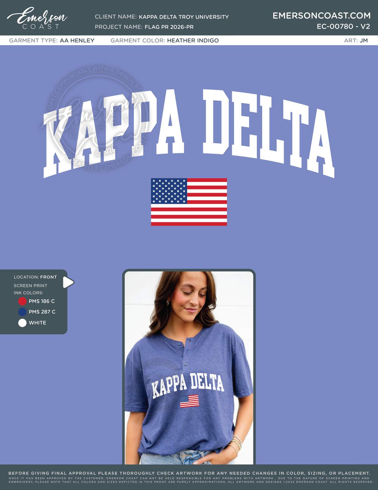 EC-00780 Kappa Delta Troy University Flag PR 2026-PR - henley + crewneck
