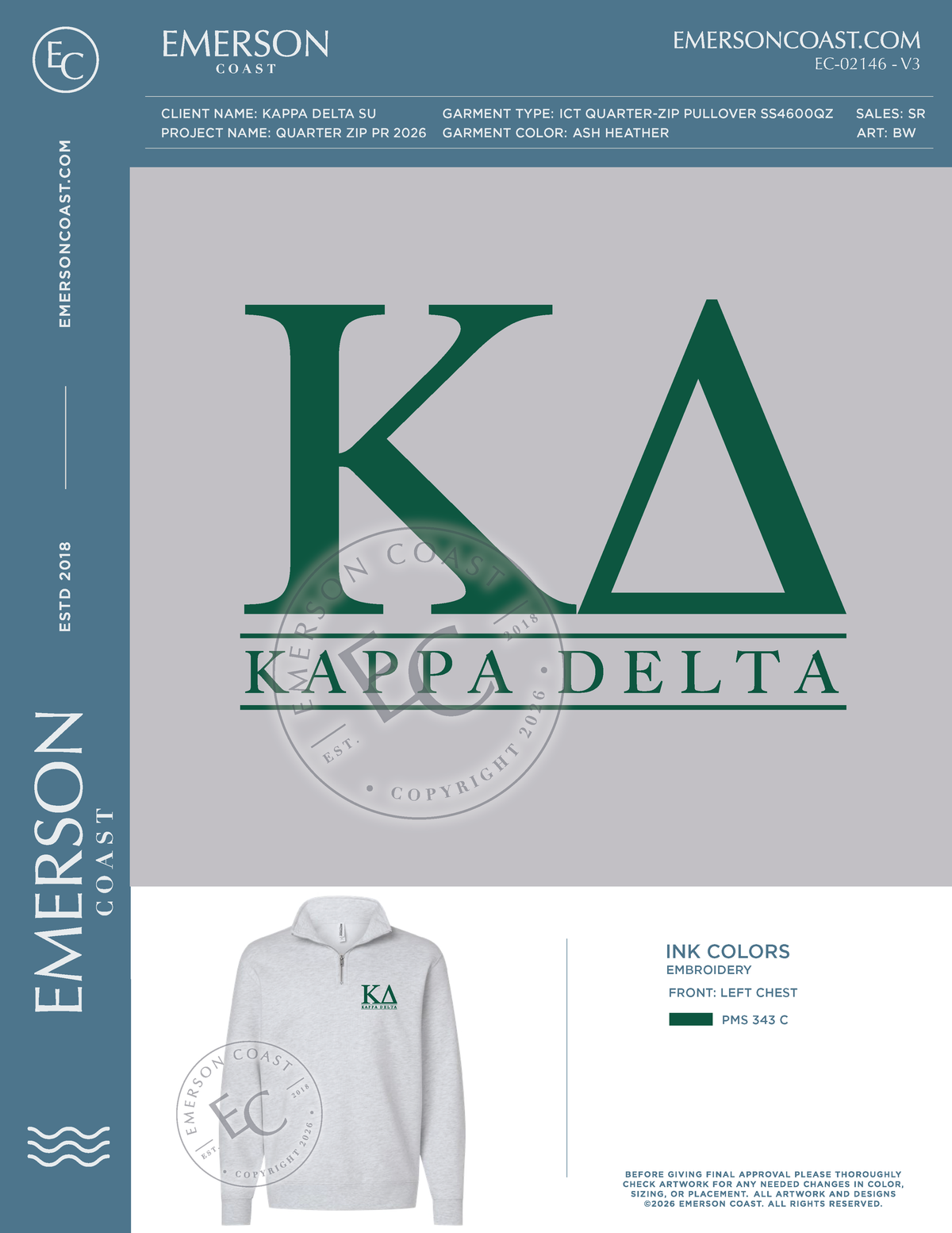 EC-02146 NEW Kappa Delta Samford University White Quarter Zip PR 2026-PR