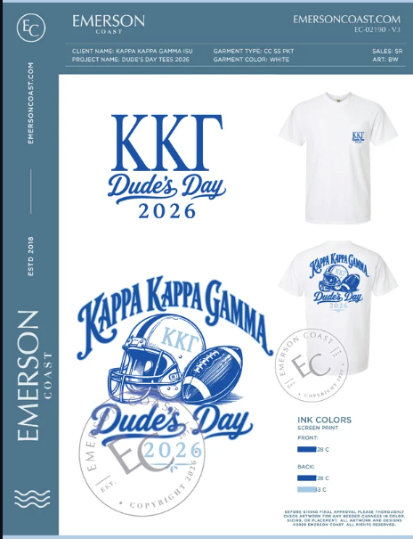 EC-02190 REP Kappa Kappa Gamma Illinois State University Dude's Day Tees 2026-FW