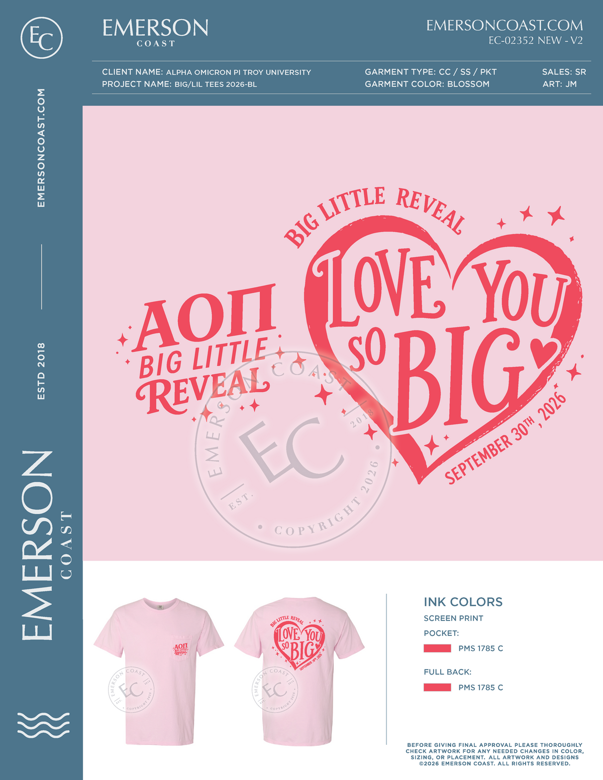 EC-02352 NEW Alpha Omicron Pi Troy University Big/Lil Tees 2026-BL