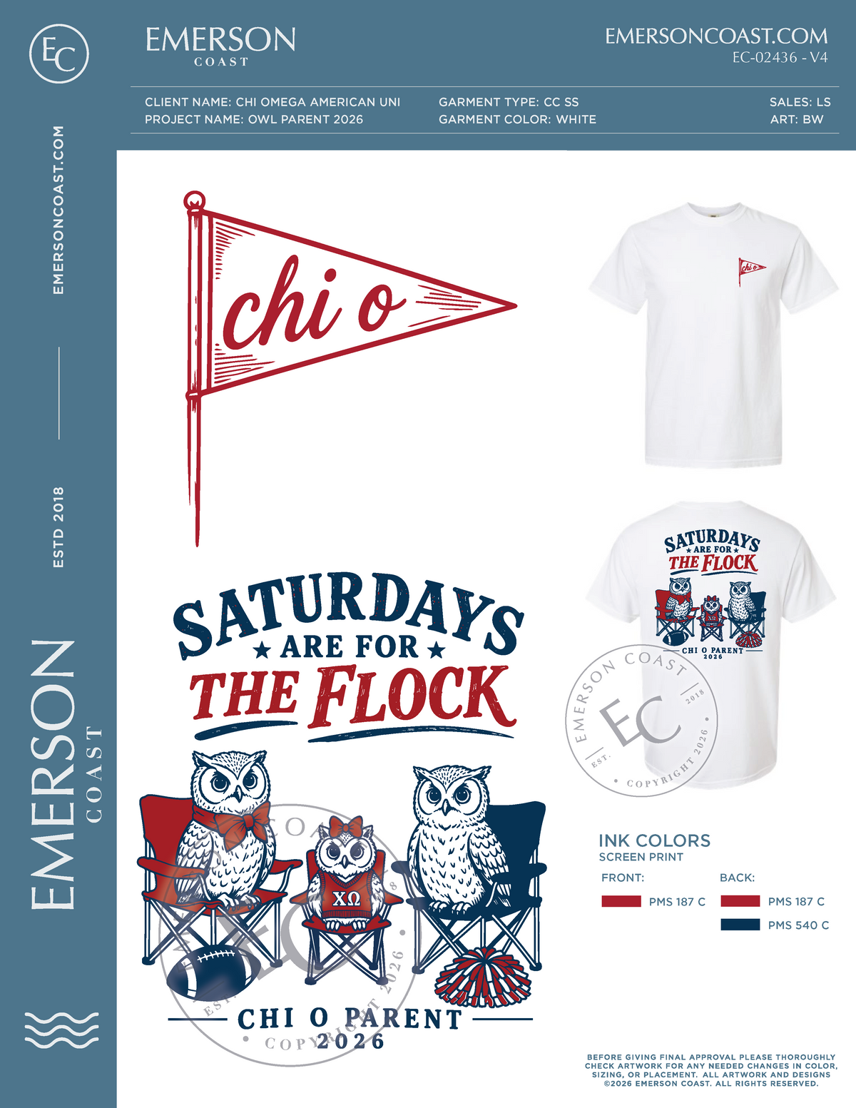 EC-02436 NEW Chi Omega American University Owl Parent 2026- PHIL