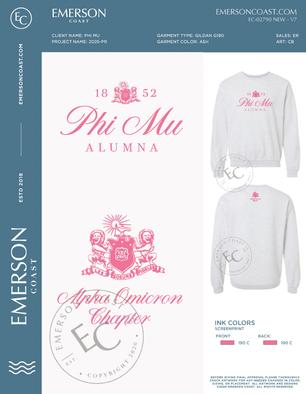 EC-02790 NEW Phi Mu Southern Mississippi Alumna Crest Sweatshirt 2026-PR