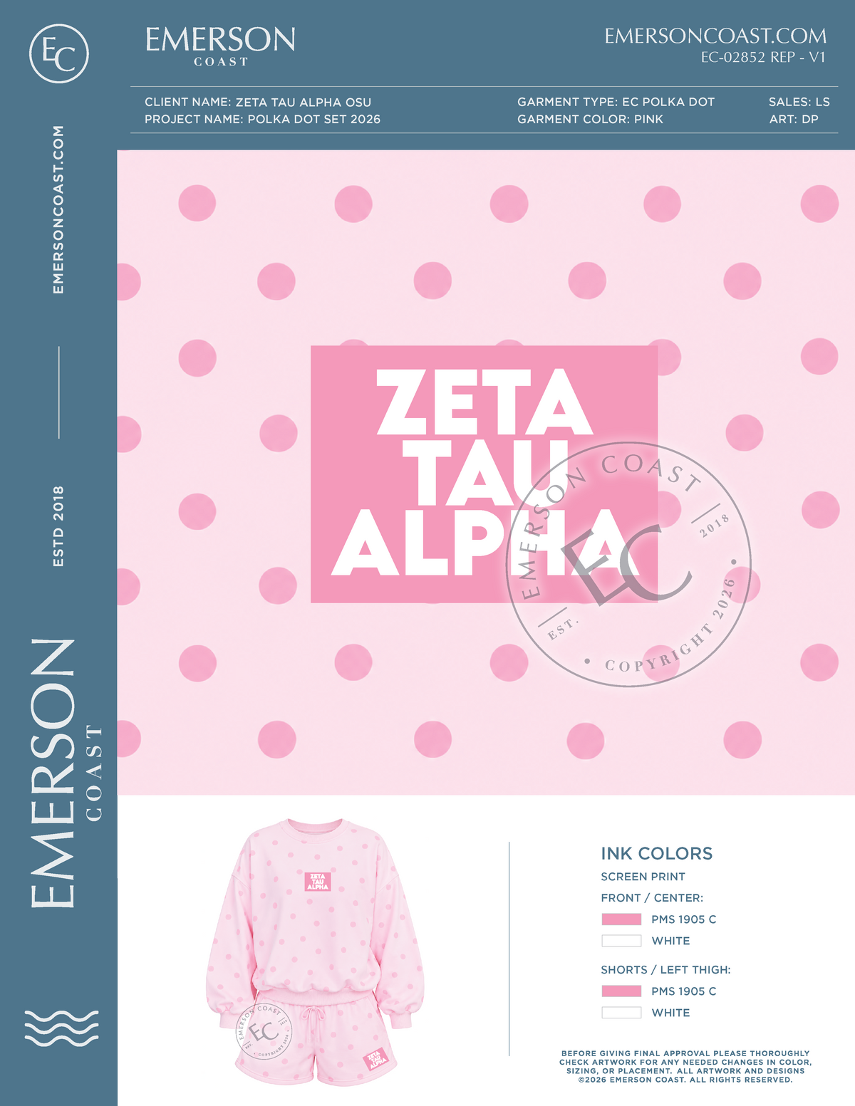 EC-02852 REP Zeta Tau Alpha Oklahoma State University Polka Dot Set 2026-PR