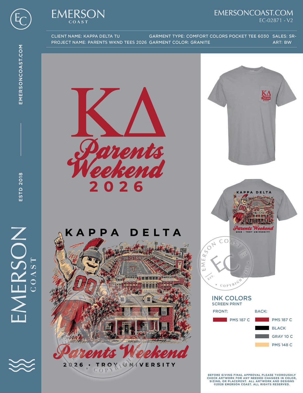 EC-02871 NEW Kappa Delta Troy University Parents Wknd Tees 2026-FW