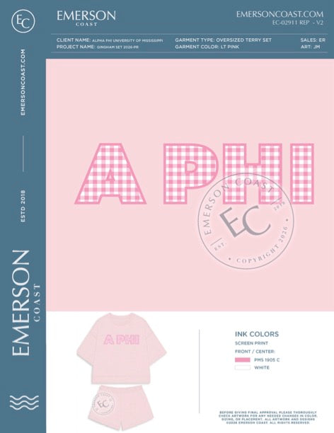 EC-02911 REP Alpha Phi University of Mississippi Gingham Set 2026-PR