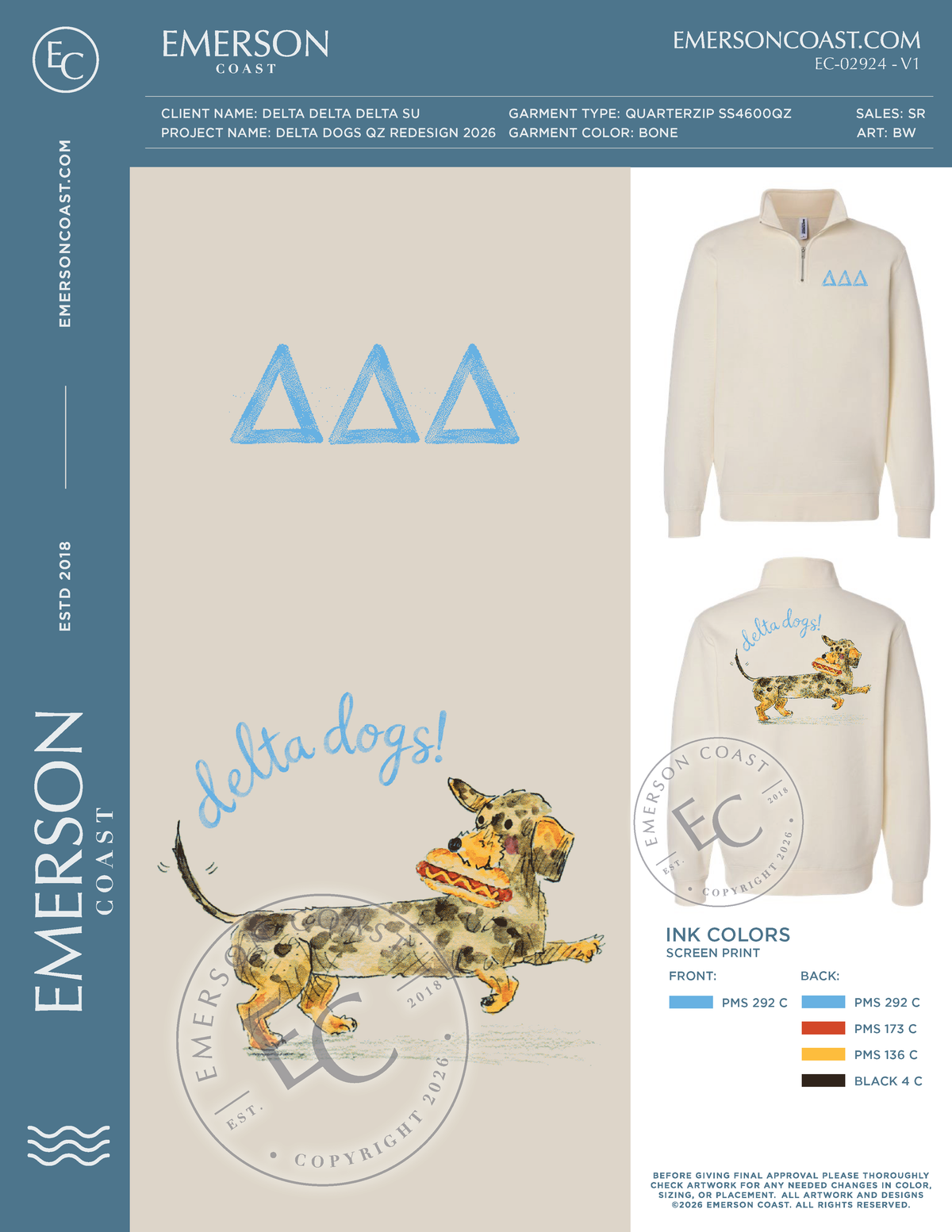 EC-02924 NEW Delta Delta Delta Samford University Delta Dogs Quarter Zips Redesign 2026-PHIL