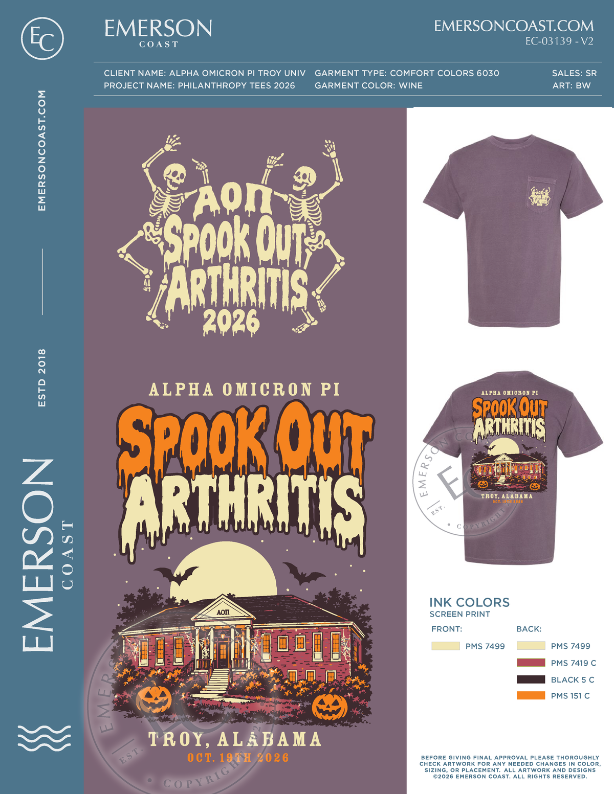 EC-03139 NEW Alpha Omicron Pi Troy University Spook Out Tees 2026-PHIL