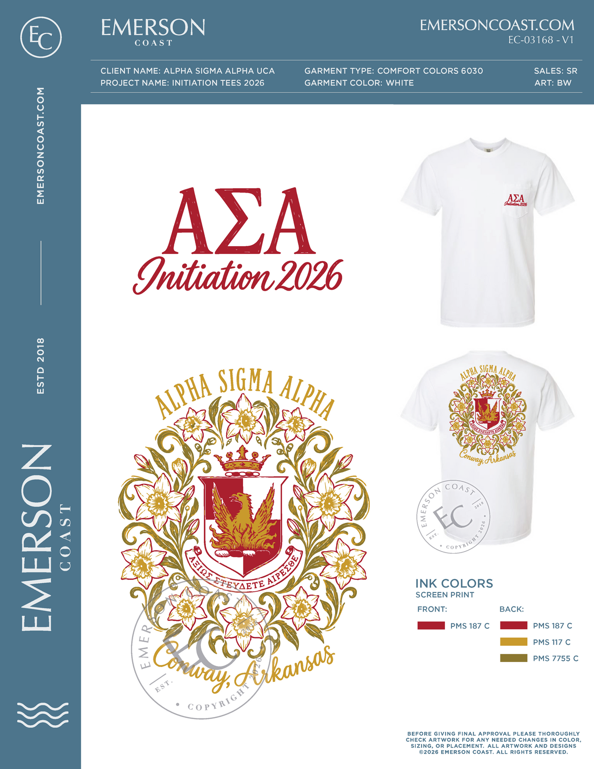 EC-03168 NEW Alpha Sigma Alpha University of Central Arkansas Initiation Tees 2026-PR