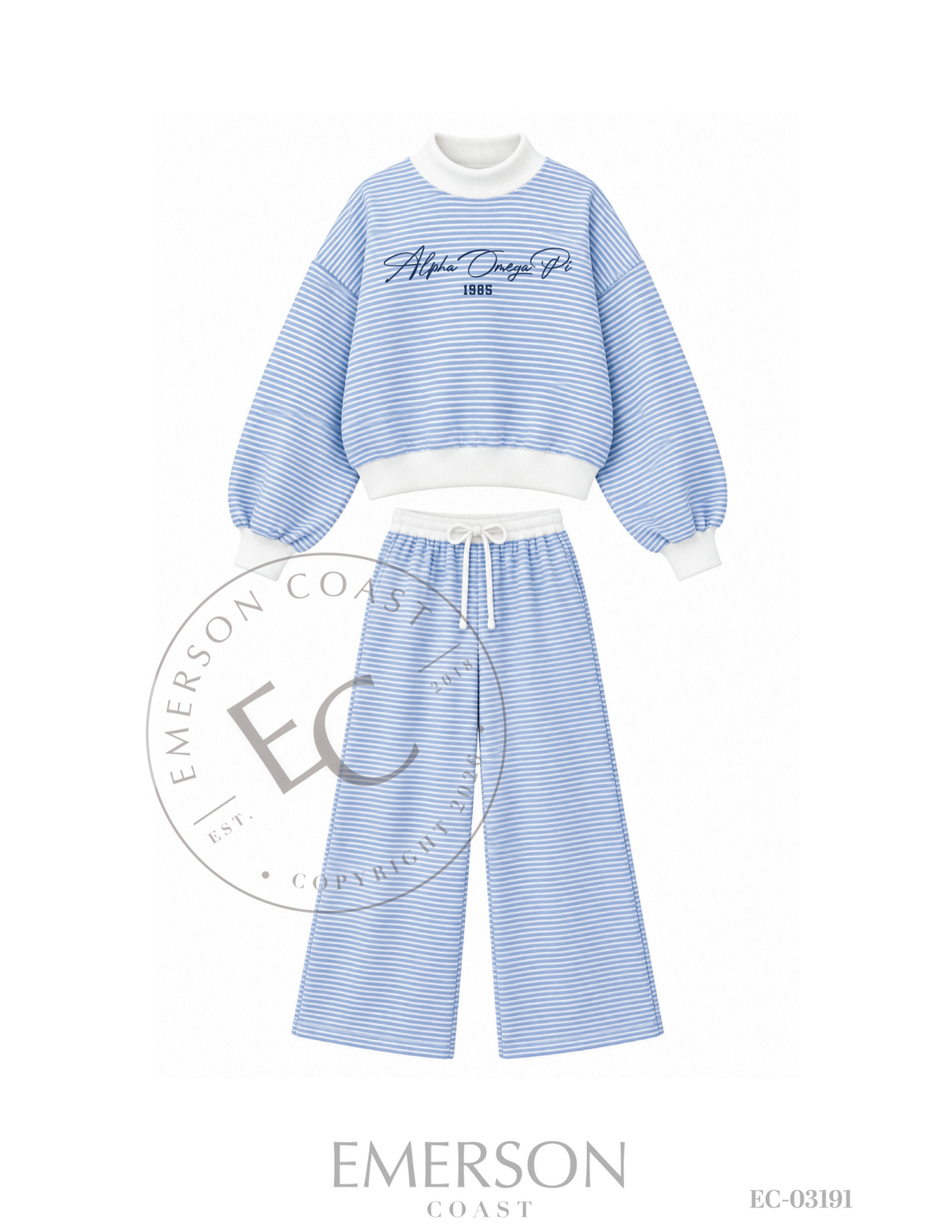 EC-03191 REP Alpha Omega Pi State University of New York College at Geneseo Blue Striped Set 2026-PR