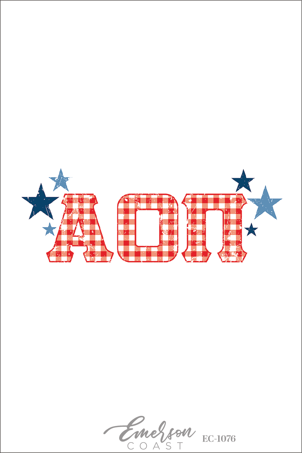 Alpha Omicron Pi Red Gingham Letters Bid Day T-Shirt