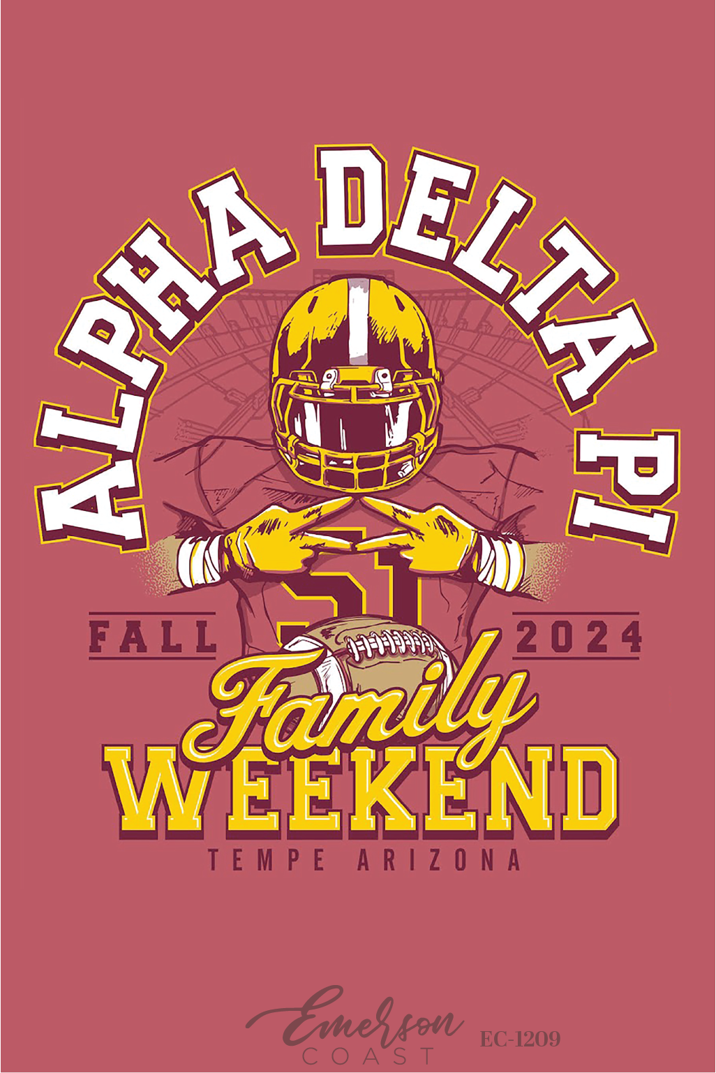 Alpha Delta Pi Arizona State University Family Weekend Football Player T-Shirt