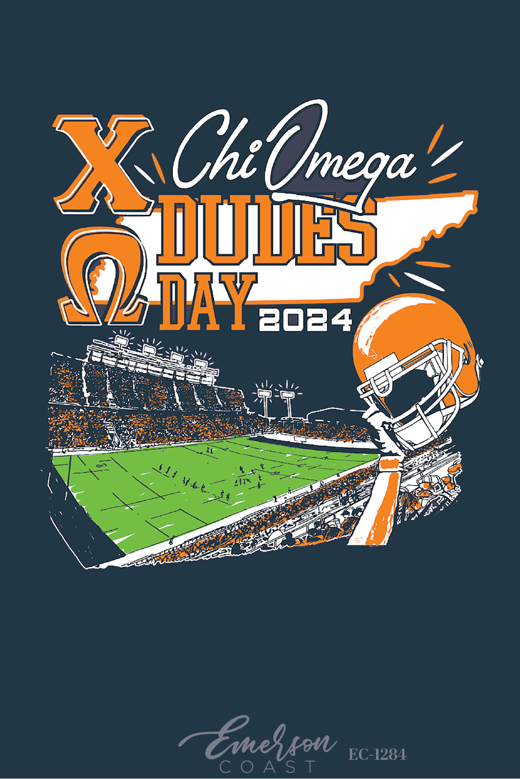 Chi Omega Indiana State University Dude's Day Football Stadium T-Shirt